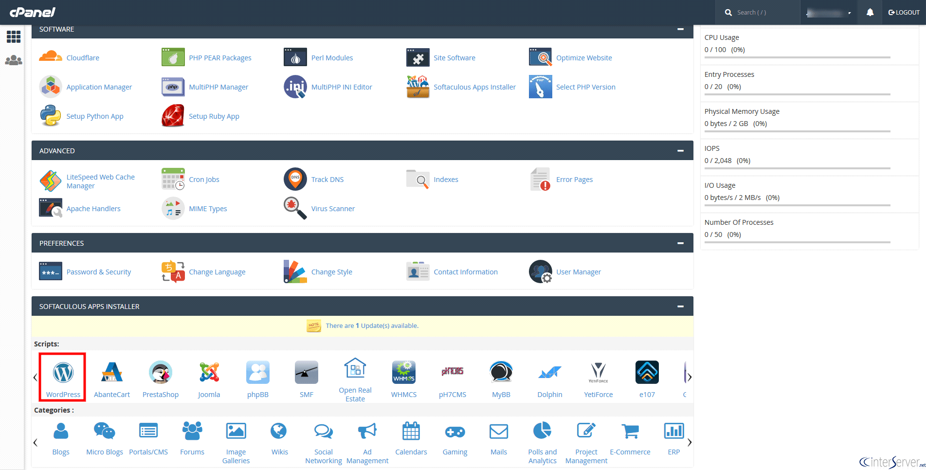 Cómo iniciar sesión en WordPress usando Softaculous desde cPanel