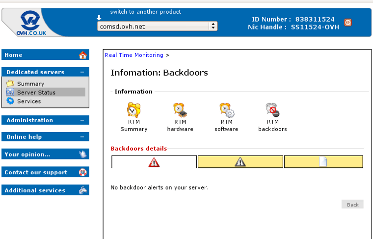 RTM your server status in real time OVH