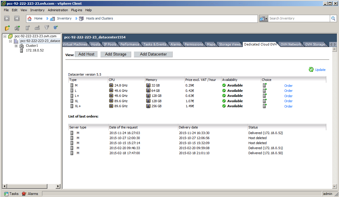 Cloud VMware vSphere Dedicated Cloud OVH