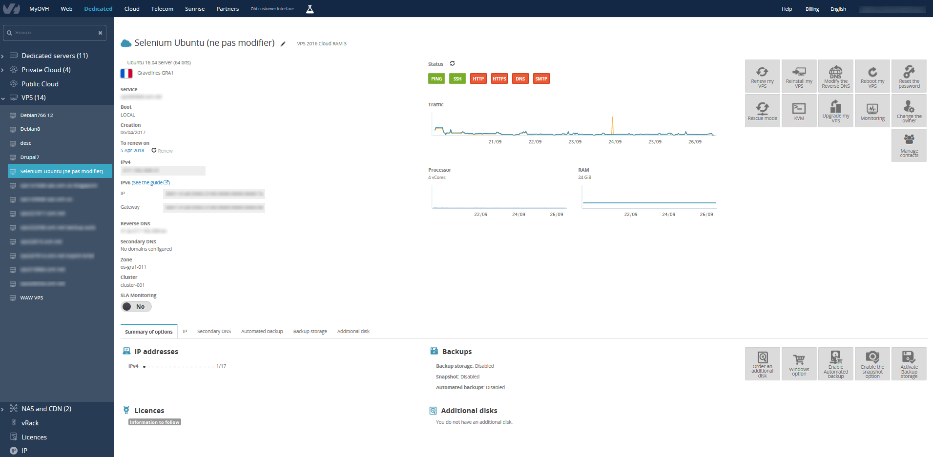 Manager VPS OVH